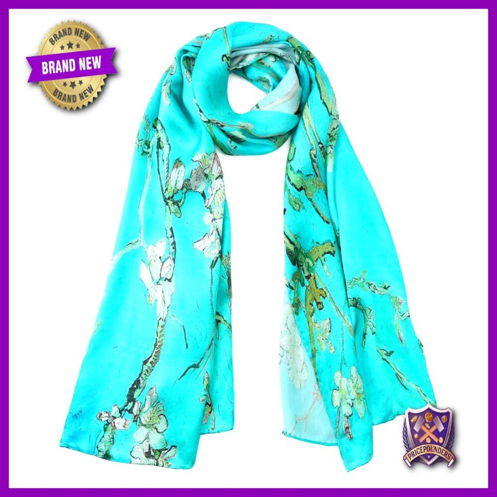 Long Silk Scarf 63x17 Art Print Hand Wash Only Elegant Accessory